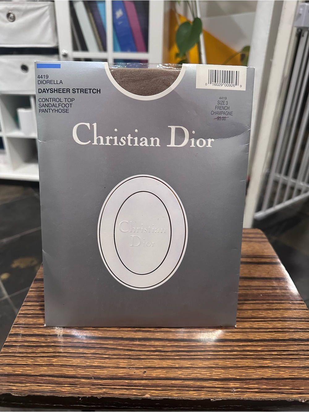 Christian Dior Daysheer Stretch Pantyhose French Champagne and Black Orchid Sz 3